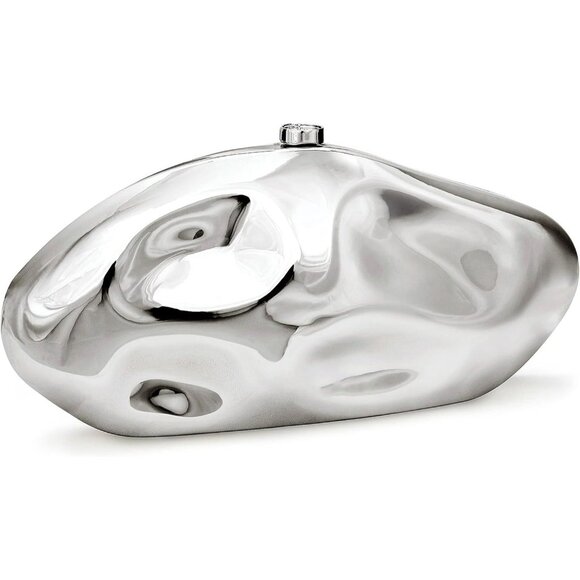 Shiny Silver Acrylic Clutch Purse - Irregular Shell Evening Handbag for Women - Picture 1 of 6